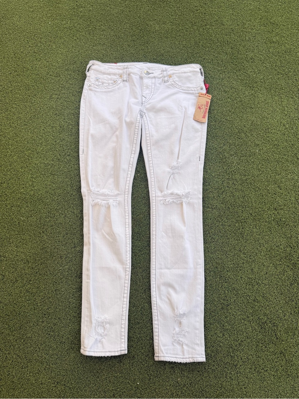 RARE MODERN Y2K 2000s PUNK ROCK WHITE NWT TRUE RELIGION SKINNY MENS JEANS